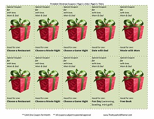 Christmas Coupons Kids & Teens- Present